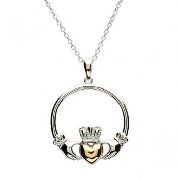 Claddagh Solid Silver/Gold Ring Pendant