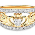 14kt Gold Lab Diamond Claddagh Ring